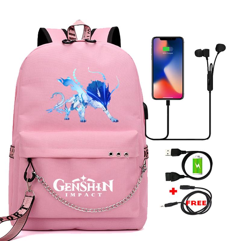 Anime Game Travel Backpack Printed Canvas Backpack Students Women Large Capacity Bookbag Usb Charging for Boy Girl School Bag Kids Gifts