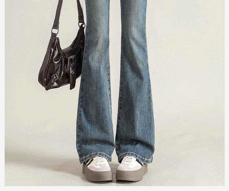 Jeans Flare Feminino 2026 de Cintura Alta Slim Fit - Azul Retrô, Estilo Versátil para Primavera e Outono