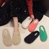 Koreanische Version von lässigen flauschigen Hausschuhen für Damen 2025 neue Winterbekleidung mit flachem Boden, faule Muleschuhe mit Fleecefutter und halber Ferse
