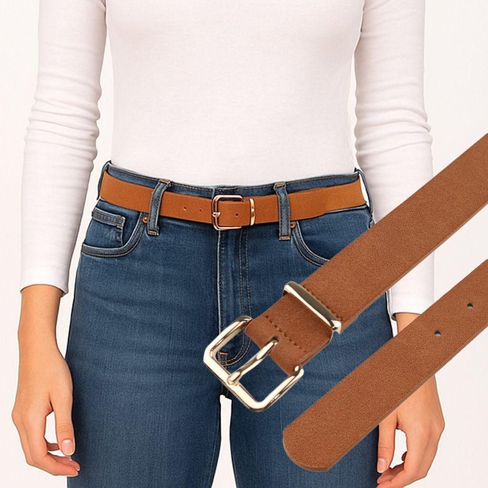 Spennelås Forretningsbelte Midjebånd Luksusdesign Trendy Semsket Skinnbelte For Kvinner