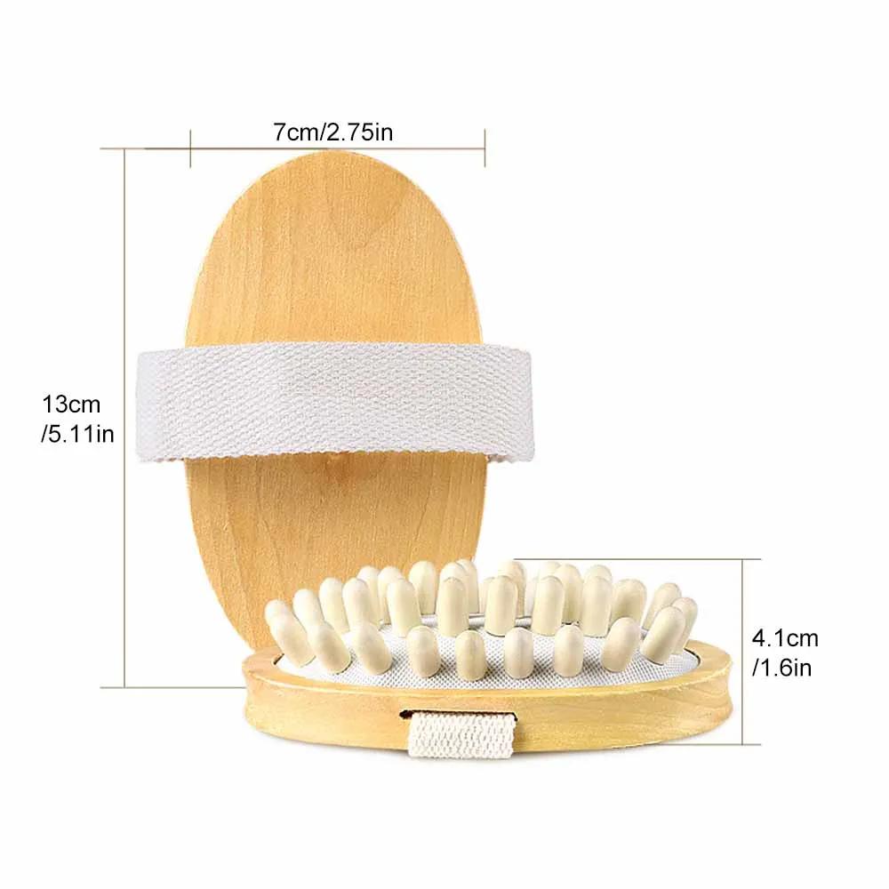 Anti Cellulite Massage Brush  Men  Women Bath Shower Full Body Wooden Rubber Particles Massager Spa Comb Beauty Slimming