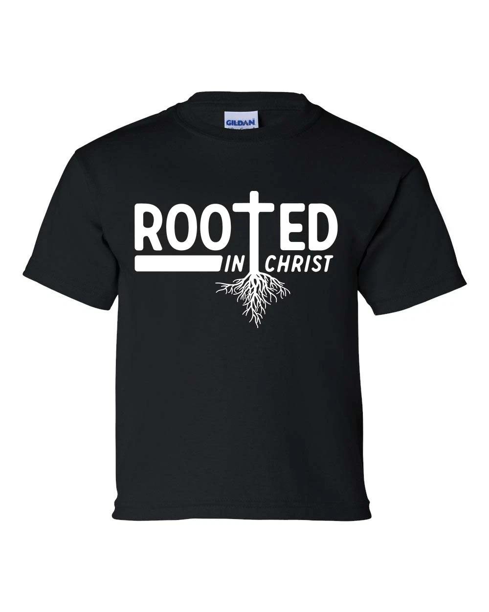 Rooted In Christ Youth Kids Christian kids boys T-Shirt Graphic Tee 130
