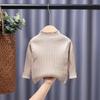 Children's Trendy Knitted Sweater: Semi-High Neck, Solid Color, Spring/Autumn 2024, Unisex Fashion