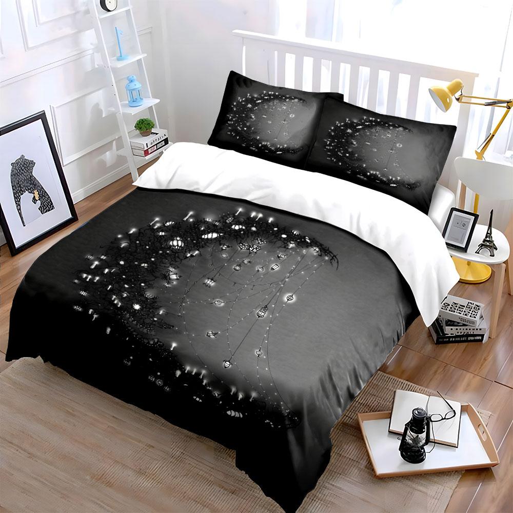 Moonlight Hanging Decorative Lights Soft Comfortable Duvet Cover Bedding Set Included 1*Duvet Cover & 2*Pillowcases, Gift