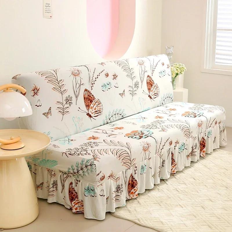 Elastic Sofa Bed Cover Armless Sofa Protector Home Decoration Couch Cover Simple Style Couch Slipcover Housses De Canapé