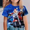 Children's Santa Claus Printed New Year T-Shirts Kids Unisex Comfortable Fashion Top Short Sleeve