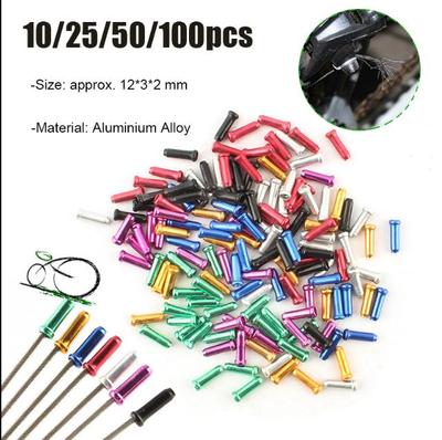 10/25/50/100Pcs Multiple Colors Aluminum Alloy Bicycle Brake Shifter Inner Cable Tips Wire End Cap Cable Bike Line Core Cap Cover Gear