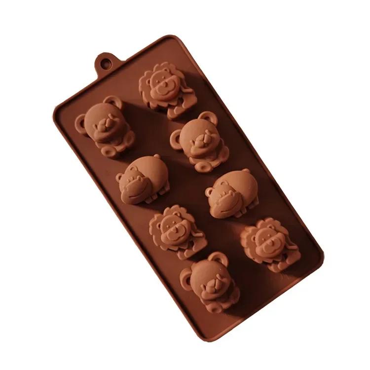 Lion Bear Hippo Shaped Silicone Cake Mold Animal Chocolate Mold Cake Mold Cookie Suitable For Candy Ice Cube Baking Tools