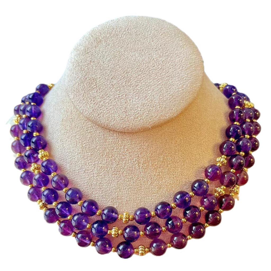 Vintage Natural High-Quality Amethyst Necklace Collarbone Chain Design Atmosphere Neck Chain