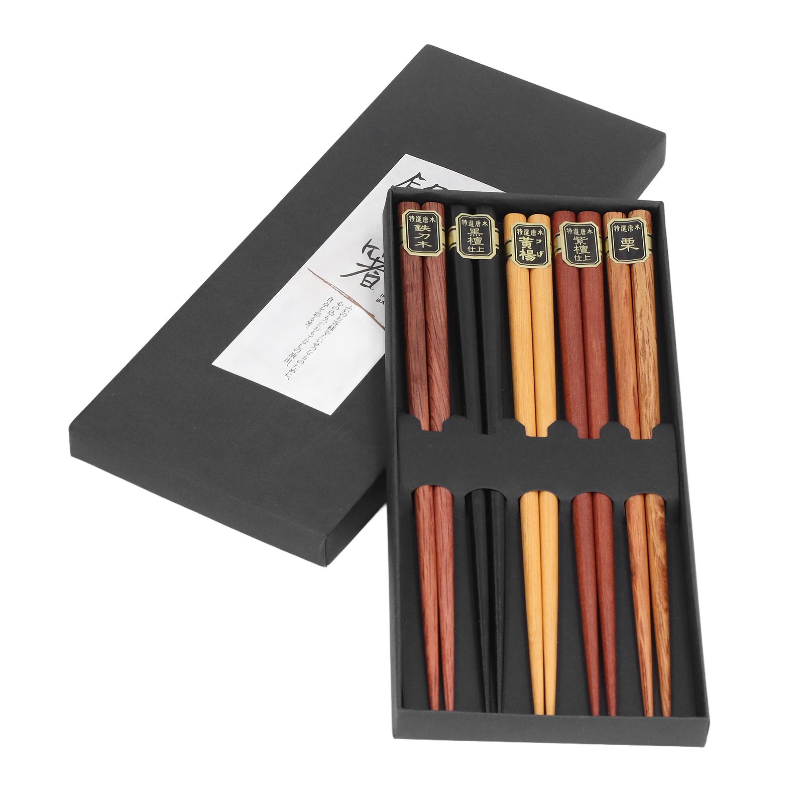 

Chopsticks Set 5 Different Colors Natural Wood Antislip Design Feel Comfortable Chopsticks ReusableFour Corner