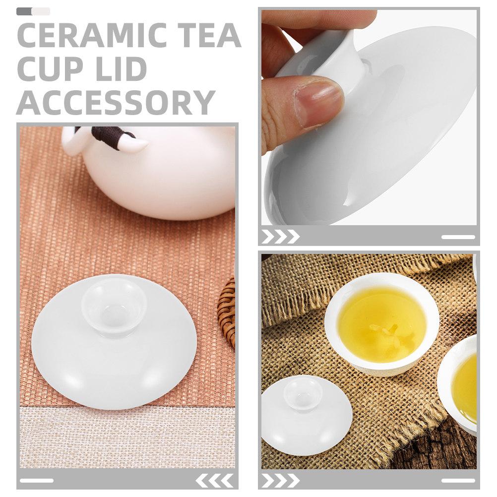 Ceramic Tea Cup Lid White 3 Inch Diameter Simple Elegant Design for Tea Bowls Mugs Coffee Cups Easy Clean Reusable Cup Lid