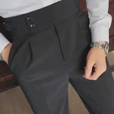 Neapel Herren Koreanischer Stil Hohe Taille Slim-Fit Retro Hose - Herbst Einfarbig Gerade Freizeithose