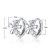 Sweet Women Blossom Shape Cubic Zirconia Inlaid Huggie Earrings Party Jewelry