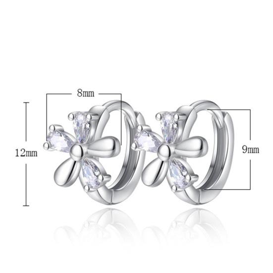 Sweet Women Blossom Shape Cubic Zirconia Inlaid Huggie Earrings Party Jewelry