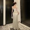 Southeast Asia Socialite Evening Gown: Heavy Beading Sequin Bustier + Skirt Set