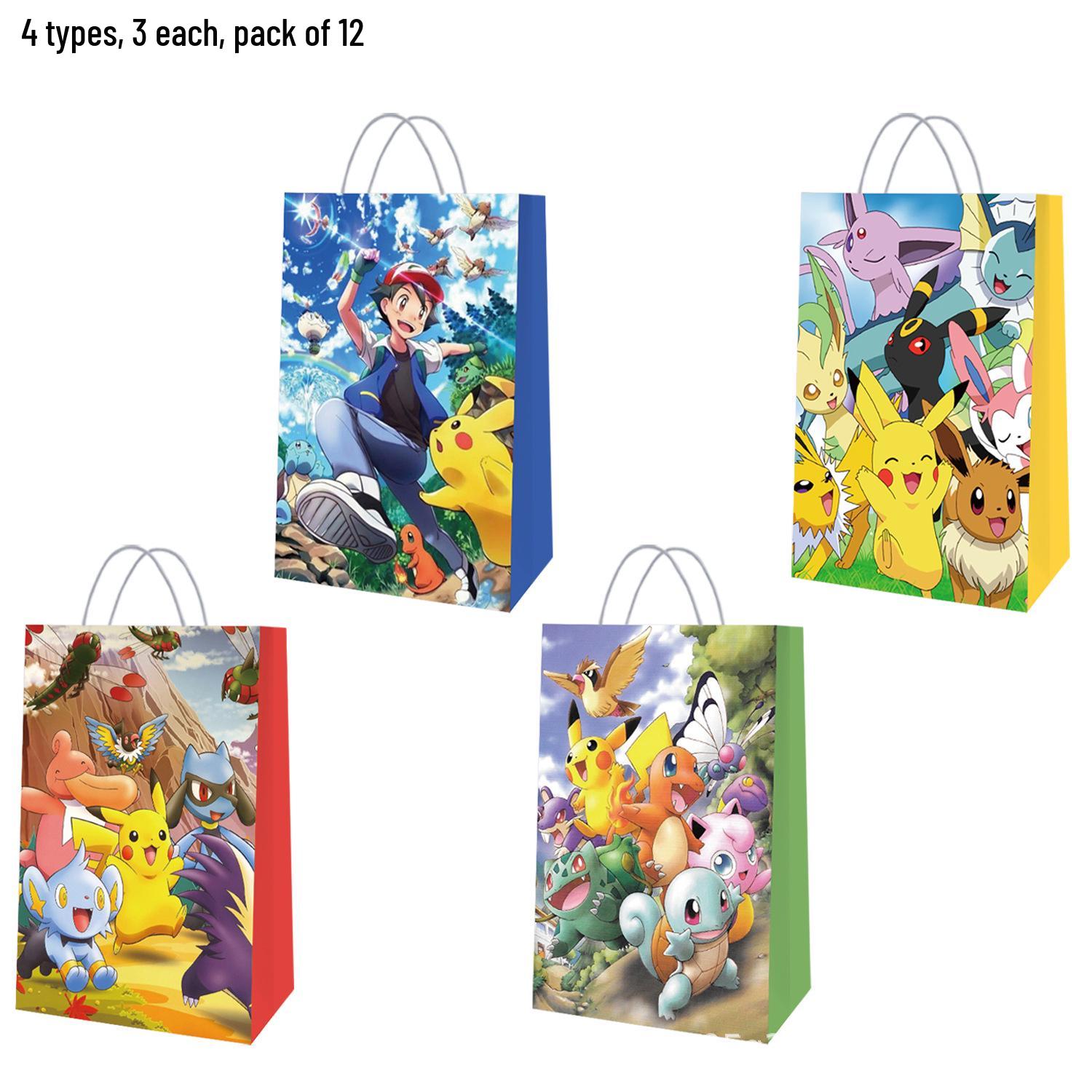 In Stock Pokémon Themed Kraft Paper Gift Bags for Kids Birthday Party