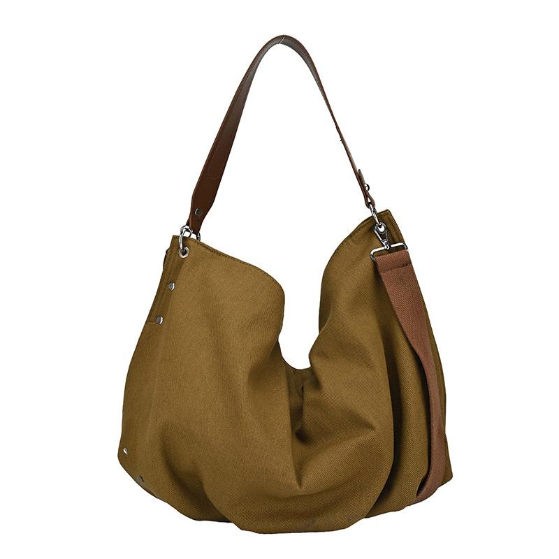 Korean Lazy Wind Large Capacity Canvas Tote Bag 2025 New Student Class Bag Commuter Shoulder Crossbody Bag