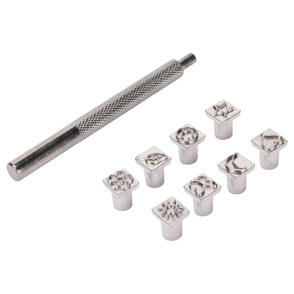 Kožené Vzorové Děrovací Sady 8 Vzorů Jasný Tisk Ergonomický Úchop Jednopólová Legovaná Ocel DIY