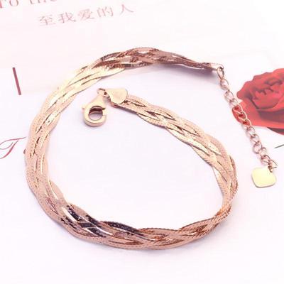 585 Purple Gold Woven Bracelet, Simple Ins Cold And Exquisite Temperament, Colored Gold-Plated Rose Gold Woven Jewelry.