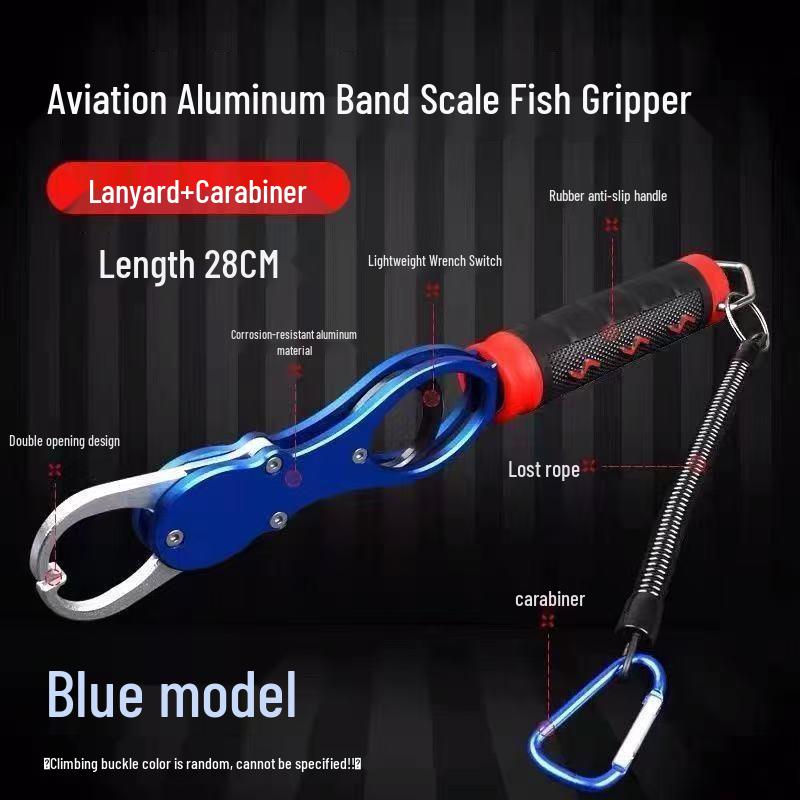 Long-Handle Aluminum Fish Grip with Scale - Fishing Gripper Tool