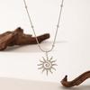 Stainless Steel Spiral Sun Pendant Necklaces Earrings Set for Women Trendy Gold Color Snake Bone Chain Bead Choker Zircon Gifts