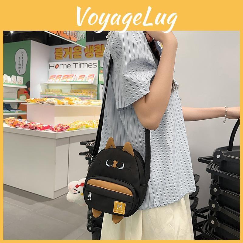 Cat Nylon Children Shoulder Bag Fun Design Casual Outings School Travel Bags