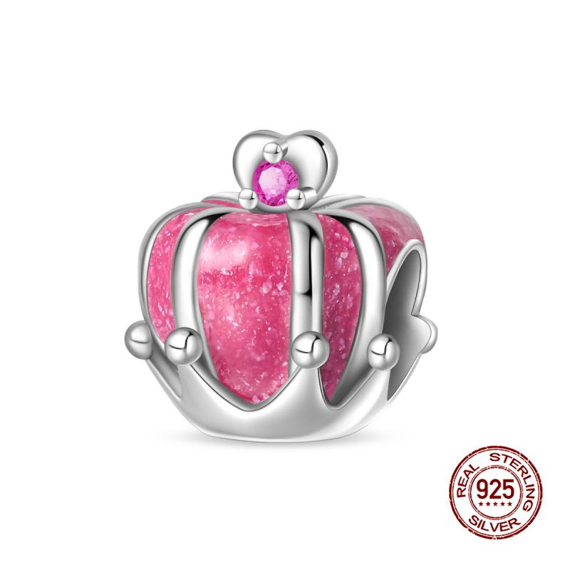 Original Charms Copper Pink Girly Heart-Shaped Charms Bead Fit 3Mm Original Bracelet Womens Diy Fine Jewelry Gifts