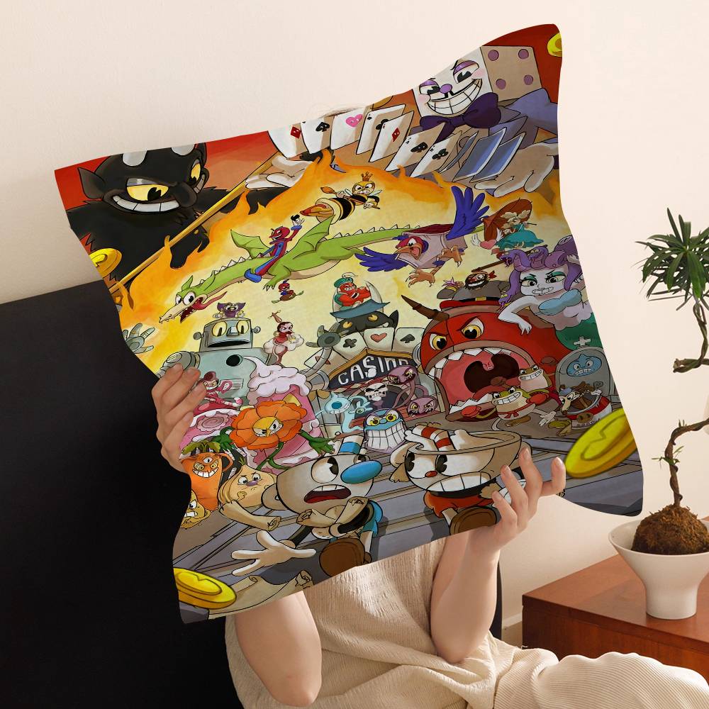 Мультяшная игра C-Cuphead Наволочка Дизайн чехла для подушки Декор Подушка Декорация Праздничный Декорати 30x30 cm