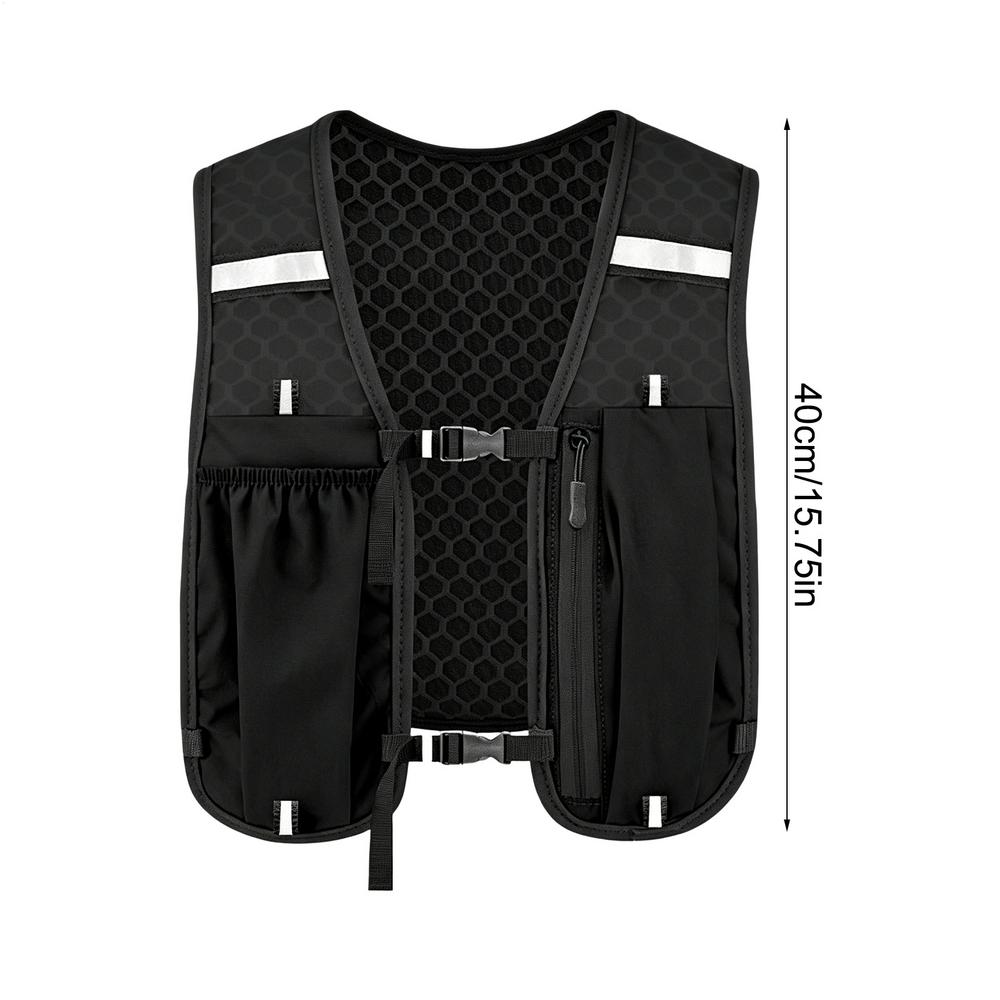 Reflective Running Vest Running Phone Holder Vest Reflective Cycling Vest Unisex Breathable Mesh Running Chest With Headband чёрный
