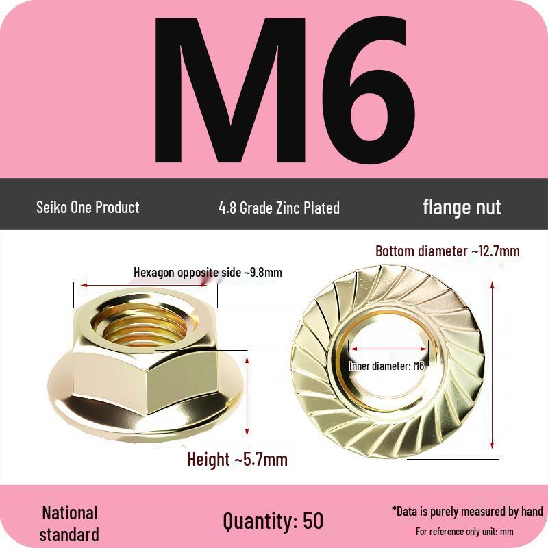 Electroplated Galvanized Anti-Slip Hex Flange Nut with Tooth Washer, M3-M16