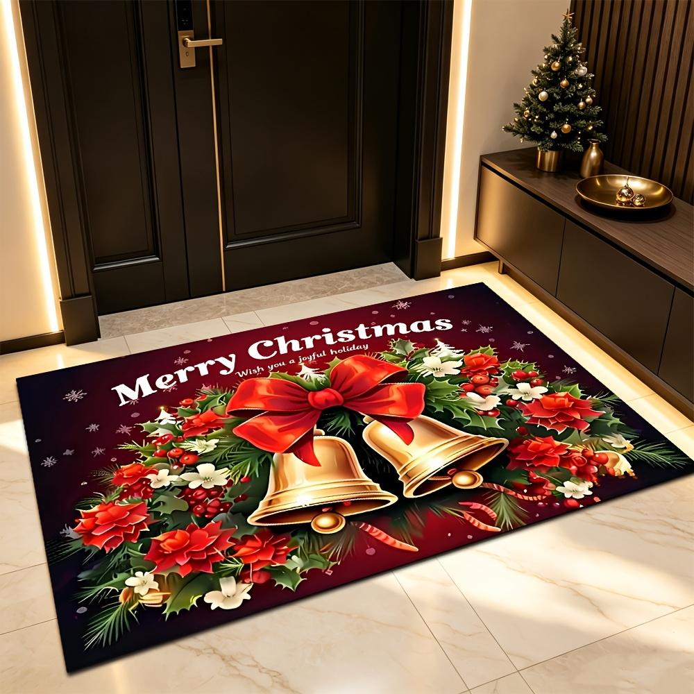 1pc Santa Claus Christmas Welcome Doormat, Non‑Slip Machine‑Washable Easy‑Clean Floor Mat for Entryway, Kitchen, Bedroom