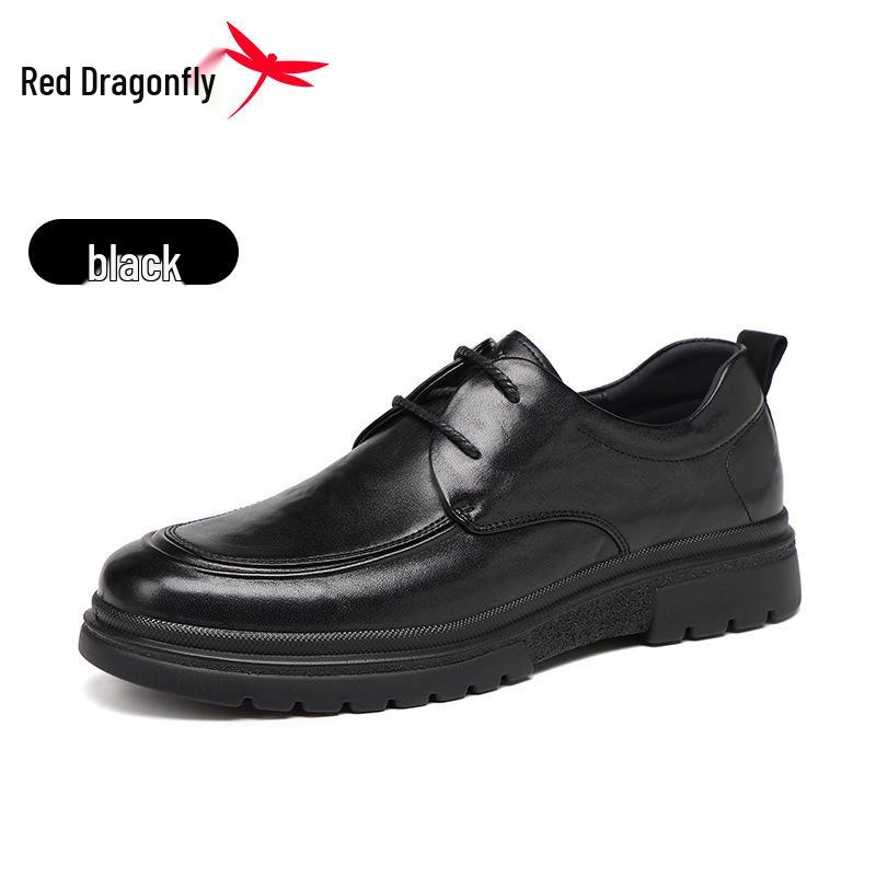 Men s Red Dragonfly Genuine Leather Height-Enhancing Derby Shoes – 2025 Autumn Collection. 40