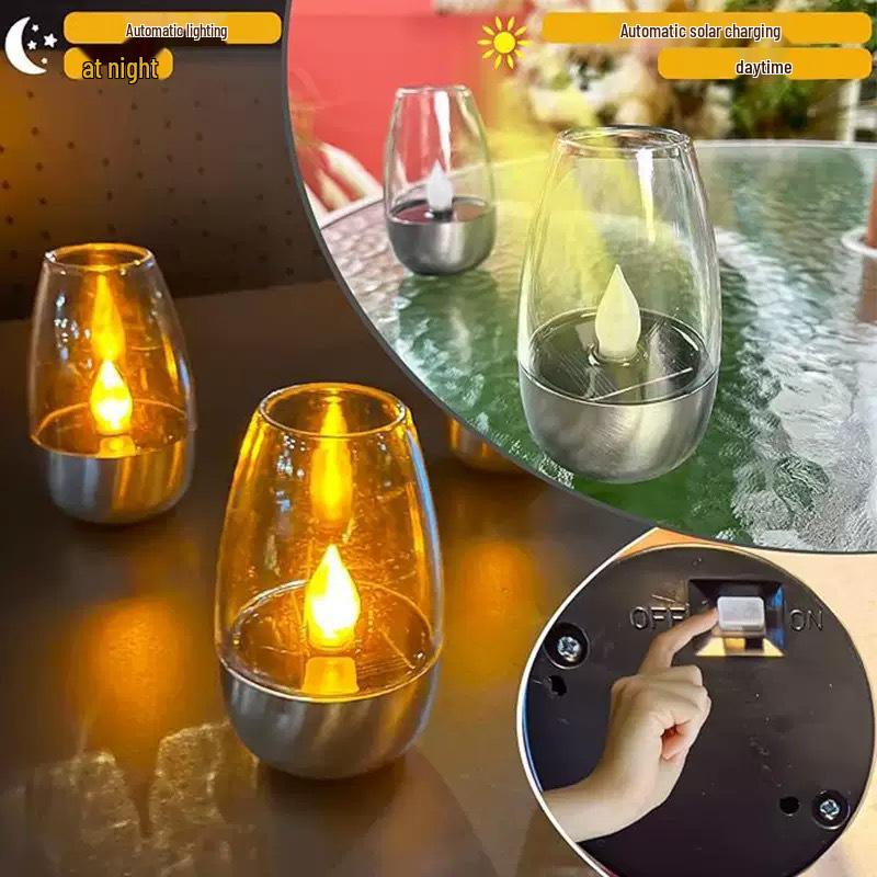 Solar Simulation Wine Glass Lamp: Waterproof Outdoor Candle for Courtyard and Garden Decoration