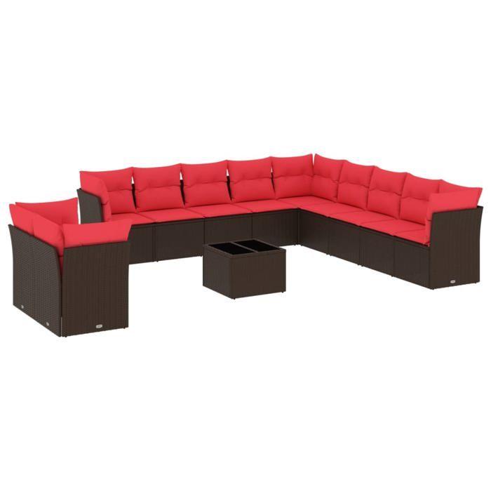VidaXL Garden Lounge Set with 12 Pcs Cushions, Patio Sofas, Patio Furniture Set, Outdoor Furniture, Brown 3217894