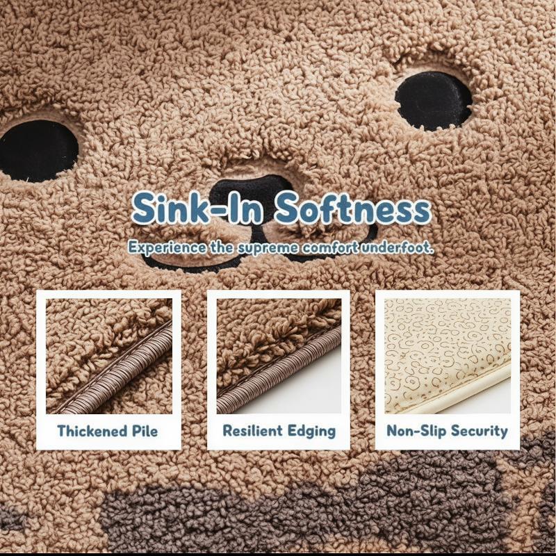 Cute Cartoon Animal Shaped Bath Mat Super Absorbent Soft Imitation Cashmere Non Slip Backing For Bathroom Kids Bedroom