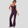 Womens High-Waisted Flared Leggings With Built-in Bra Top Set Yoga Activewear Gym Running Dance