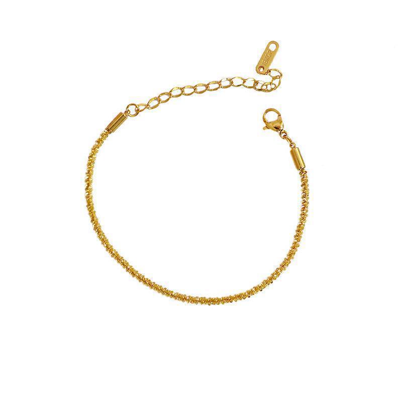 Glistening Titanium Steel Necklace, Bracelet, Anklet, Clavicle Chain, 18K Gold-Plated.