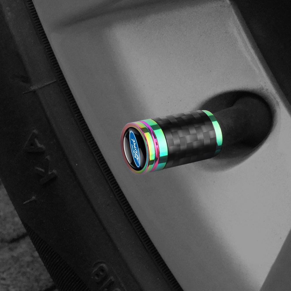 4Pcs Carbon Fiber Car Wheel Tire Valve Stem Air Cap Auto Decoration For Ford Fiesta Focus 2 Mk3 Mondeo Mk4 Ranger Kuga Mustang