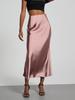 Elegant European and American Style Women's Satin Midi Skirt – Smooth, Slim, and Silky Texture for Summer