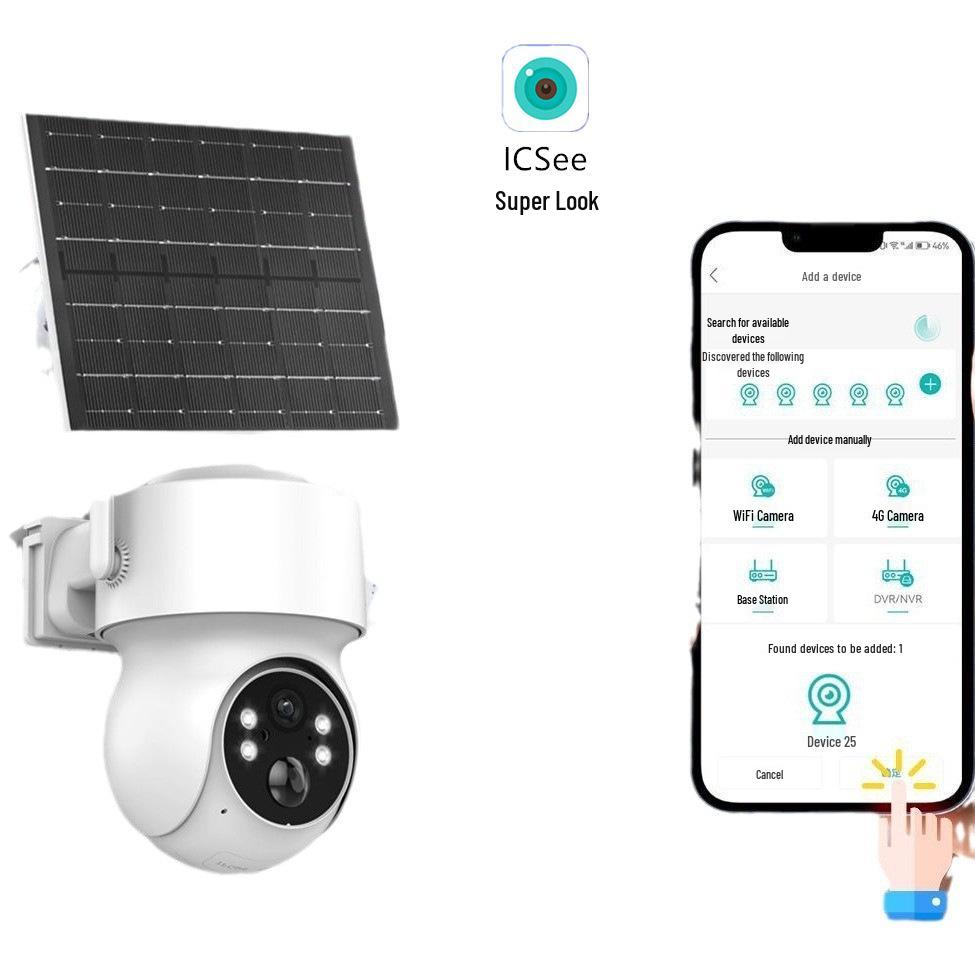 ICSee Solar-Powered WiFi HD 4G Outdoor Dome Camera, Waterproof & Low Power Consumption