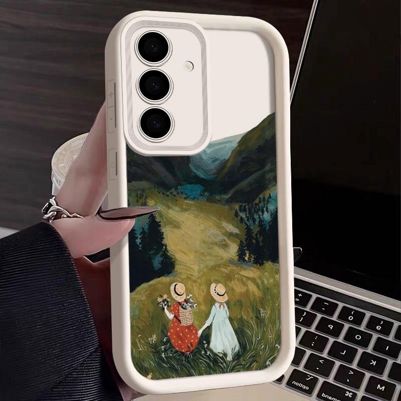 Landschaftsbild Bemalte Handyhülle Für Samsung S26 S25 S24 S23 S21 Ultra See Waldansicht Sonnenaufgang Für Galaxy S25 S24 FE S26 Plus Hülle