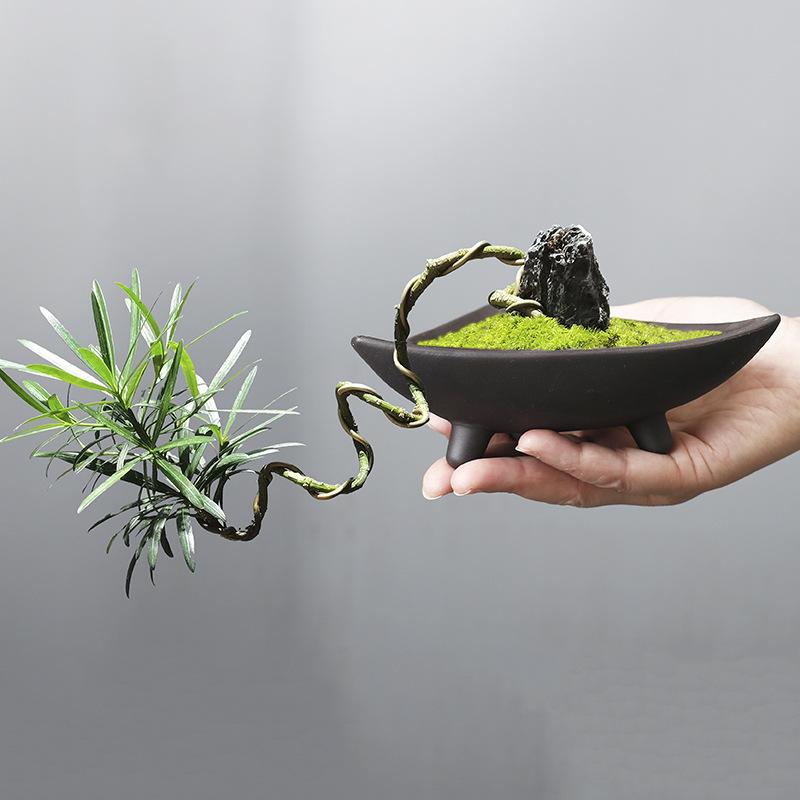 Creative Personality Wenzhu Special Ceramic Flower Pot Plant Indoor Micro Landscape Purple Sand Fortune Tree Potted Decoration