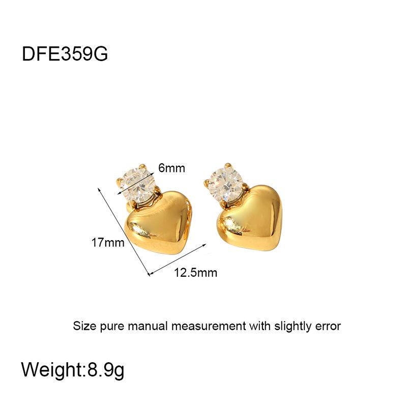 

2024 Summer 18K Gold Heart-Shaped Zircon Stud Earrings for Women, Waterproof & Versatile