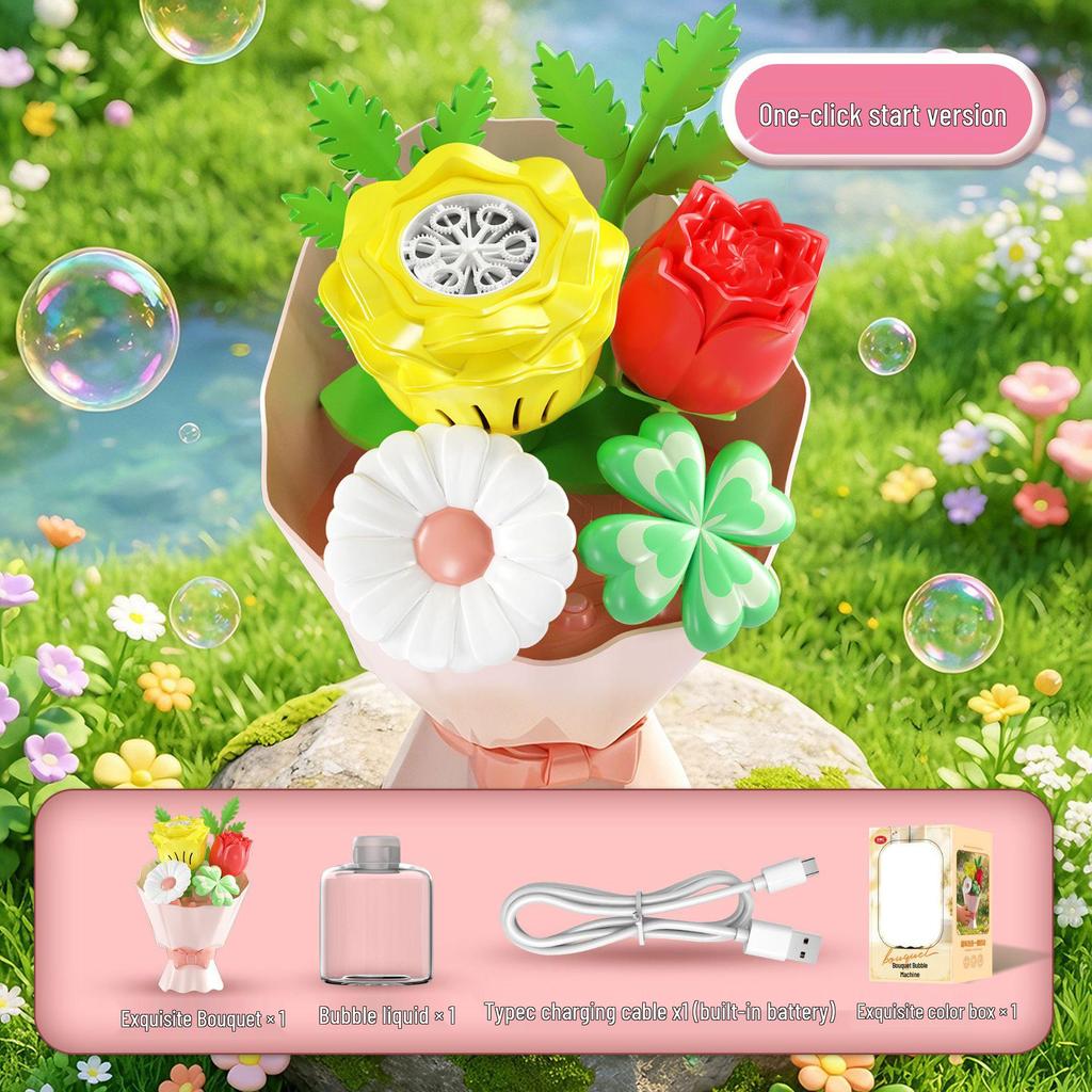 Automatic Flower Bubble Machine with Lights - Cute and Exquisite Children's Toy Gift