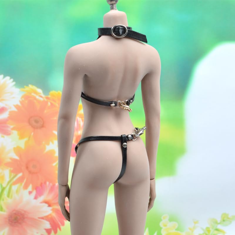 [TOYBARJAPAN] 16 Scale Action Figure Custom Handmade Limited Edition Leather-Style Harness Bondage Open Bust Slave Belt and Pants Set (Head and body