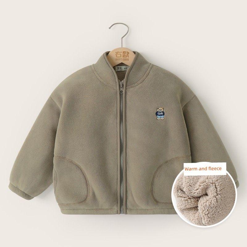 Right European Style Boys' Winter Jacket 2025 Autumn and Winter New Children's Clothing Baby Cotton Jacket Boys' Fleece Jacket