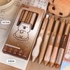 5PCS/Set Cartoon Soft Grip Pocket Pen Press Type Quick Drying Gel Pen ST Tip 0.5mm Black Ink Ballpoint Pen Gift