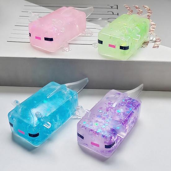 Clear Salamander Cube Squeeze Toy Stress Relief Glitter Salamander Sugar Ball Sensory Toy Decompression Salamander Fidget