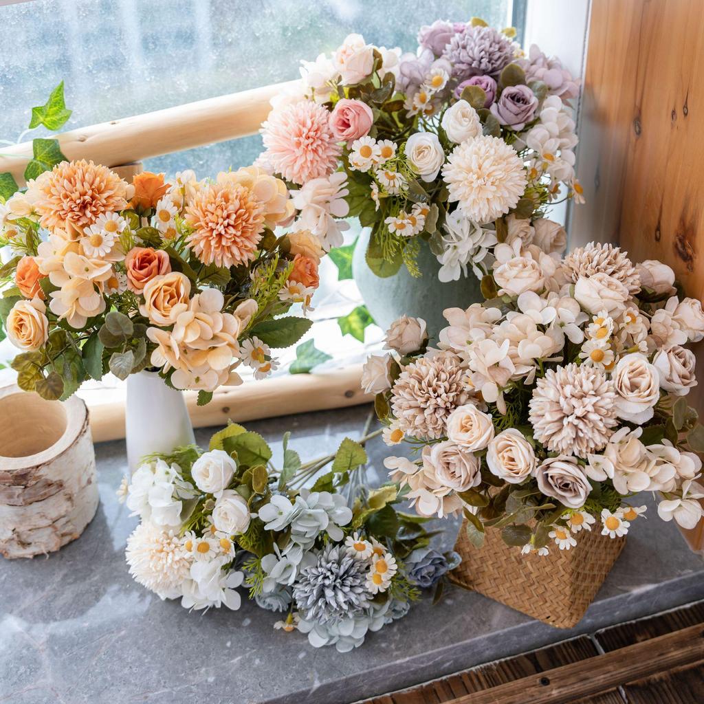 Autumn Chrysanthemum Bouquet - Artificial Flowers for Wedding & Home Decor
