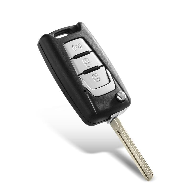 KEYYOU Flip Remote Key Shell Switchblade For Ssangyong Korando New Actyon C200 2016 2017 3 Button Folding Car Key Shell Case